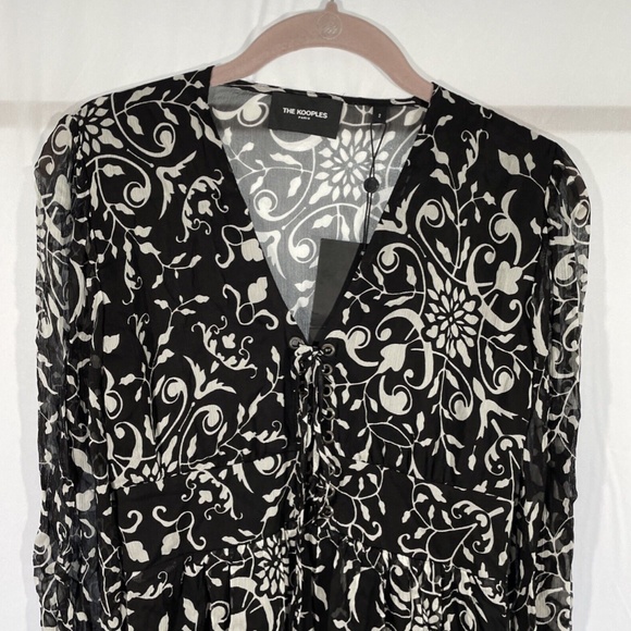 NWT The Kooples [‎ 2 (M) ] Coromandel Crinkle Textured Botanical Dress - Picture 8 of 12